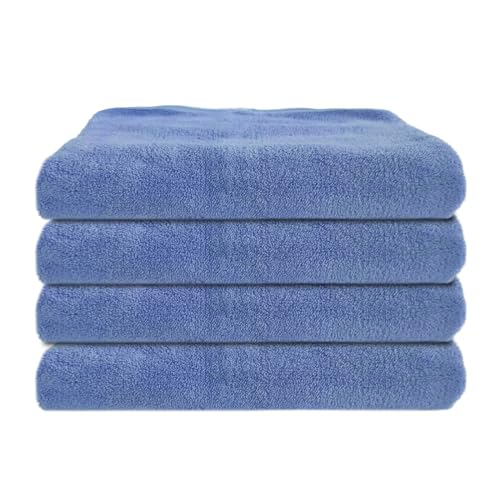 4 Pack Premium Blue Bath Towel Set - Quick Drying - Microfiber Coral Velvet Highly Absorbent Towels - Multipurpose Use as Bath Fitness, Bathroom, Shower, Sports, Yoga Towel…
